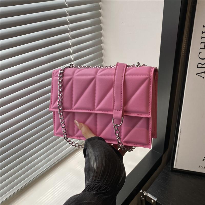 Bag Women's New Small Square Bag Personalized Diamond Chain New Casual Aesthetic Temperament Shoulder Messenger Bag