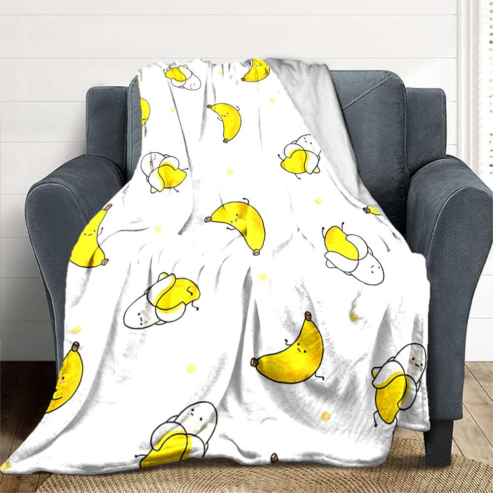 1pc Cute Banana Design Blanket Warm, Cozy, And Soft, Suitable for Sofas, Beds, Cars, And Office Use.Perfect for Camping And Travel, Making It a Great