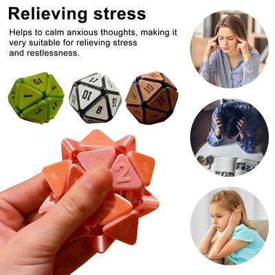 3D Basılı D20 Zar Oyuncak Stres Kaygı Giderici Zar Fidget Oyuncak Taşınabilir Seyahat Çok Yüzlü Oyun Zarı Sıkılabilir Masa Oyuncak