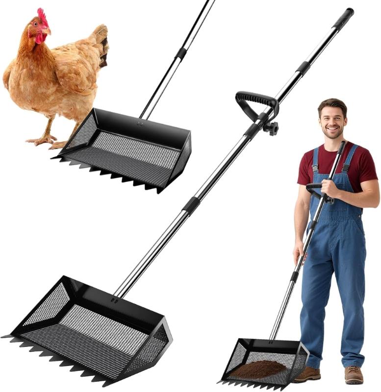 Purpose Metal Manures Scooper Tool For Chicken Coops Grimalkin Litter Sand With Extendable Stainless Handle