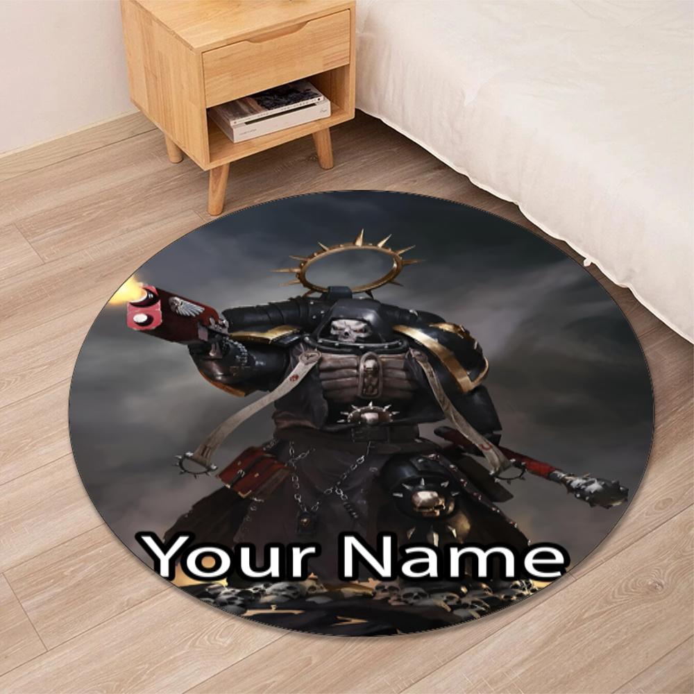 Custom Name Warhammer 40K Printed Round Rug Carpet Chair Rug Area Rug Entryway Doormats,for Office Chair Living Room Bedroom Kitchen Room.