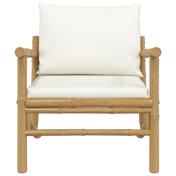 VidaXL Chaises de jardin 2 pcs avec coussins blanc crème bambou 363462