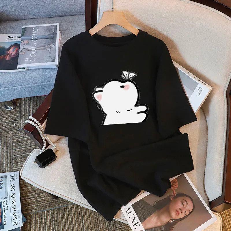 Women's Crew Neck Short Sleeve Graphic Tee Loose Fit Japanese Casual Cartoon Print T-Shirt