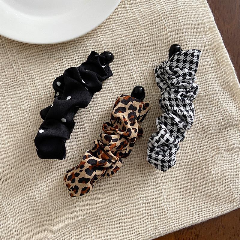Vintage Leopard Print Punkt kariert Bananen Haarspange für Damen Mädchen Süßes Haarornament Haarspangen Spangen Mode Haaraccessoires