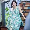 WTEMPO Damen Sommer Neckholder Kleid Meerurlaub Print Strandkleid Böhmisches Kleid Lockeres Temperament Blumenkleid Feenkleid