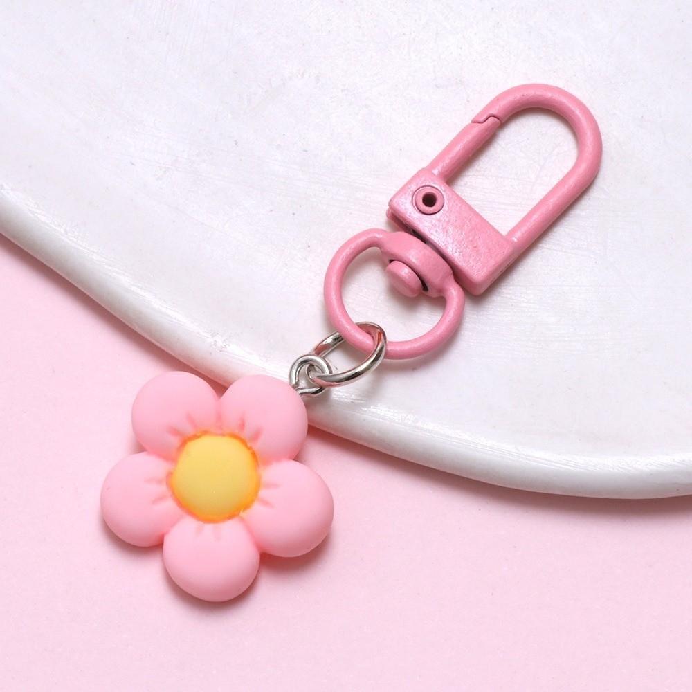 Kawaii Cartoon Colorful Flower Resin Flower Charm Accessories Keychain Backpack Hanging Decoration Bag Charms