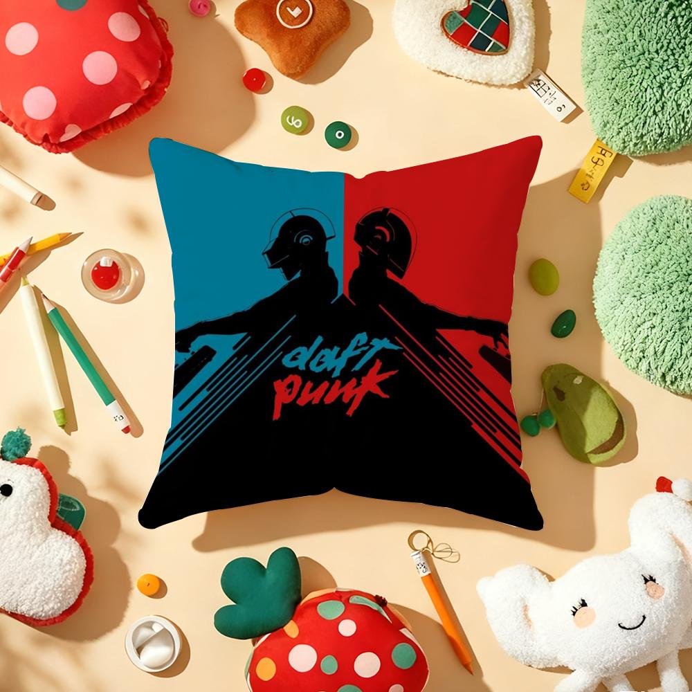 Группа D-Daft Punk Наволочка Плюшевая ткань Мягкая Двусторонняя печать Диван Теплая Зима Дом Подарок Наволочка 12x12Inch