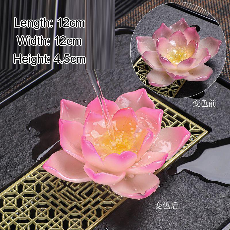 

Zhaocai-Color Changing Lotus Tea Pet, Resin Small Ornament, Creative Kung Fu Tea Set Accessories, Boutique Decoration, 1Pc