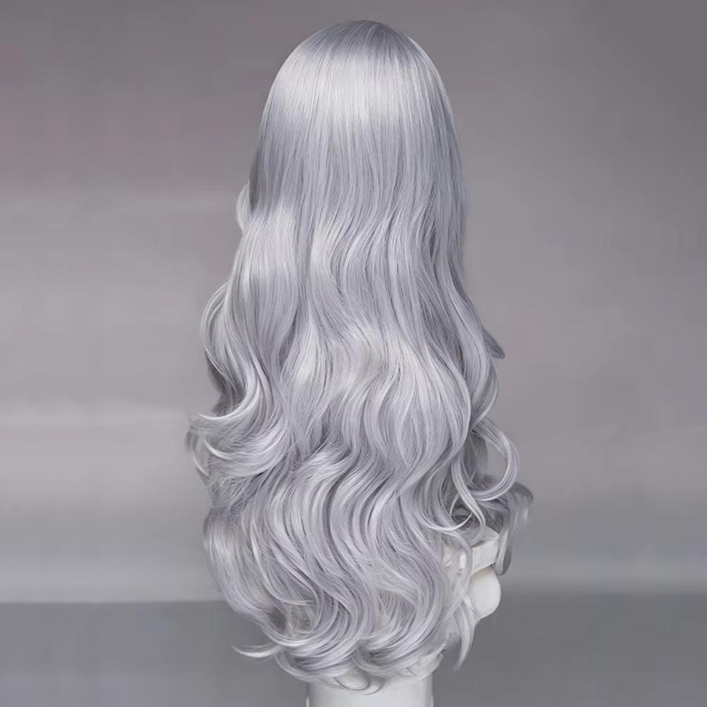 Superhero Black Cat Felicia Hardy Cosplay Wig Women Silver Long Curly Synthetic Hair Heat Resistant Wigs Halloween Masquerade Pa