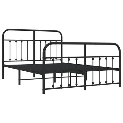 Metal Bed Frame with Headboard and Footboard Black 140x200 Cm