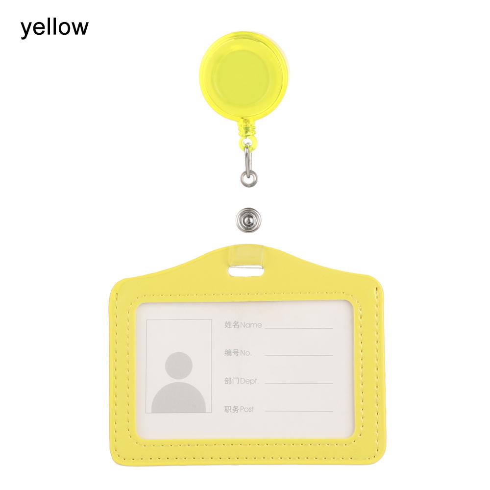 

Bank Credit Card Holders Bus ID Identity Cards Case Multicolor Badge with Retractable Reel Work Card Cover PU Leather Cardholder