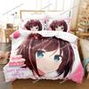 Kawaii Girls Kizuna AI Cartoon Poster Sheets Quilt Covers Bedding Dormitory Sheets Bedding Set Soft Warm Bedding Set Luxury Gift