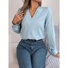 Women's Fall and Winter Elegant Solid Color Layered V-neck Long-sleeved Shirt