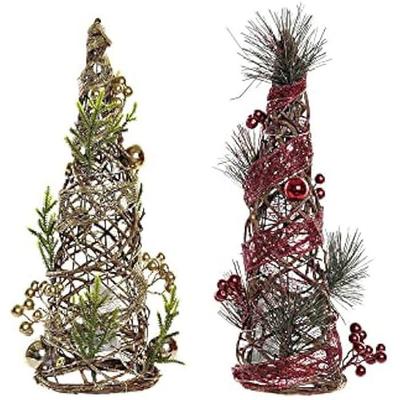 Weihnachtsbaum - DKD Home Decor - 2er-Set - Rattan - 16 x 16 x 41 cm - Mehrfarbig