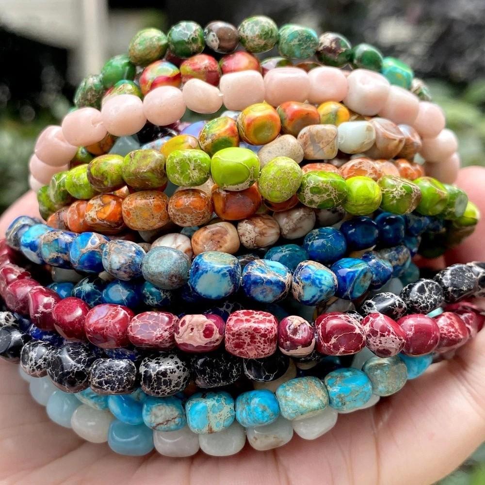 Irregular Emperor Stone Scattered Pearls Exquisite Square Spacer Beads  Jewelry Accessories