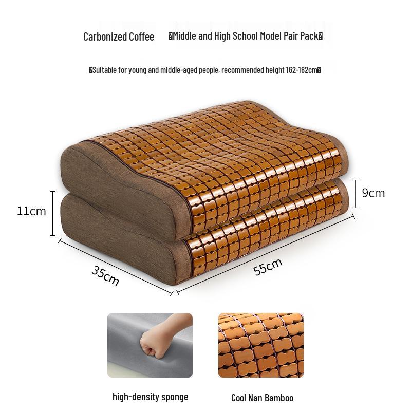 Free Shipping Summer Bamboo Cool Pillow - Neck Support for Men & Women, Hard Spine Protection, Single Person Sleep Mat
