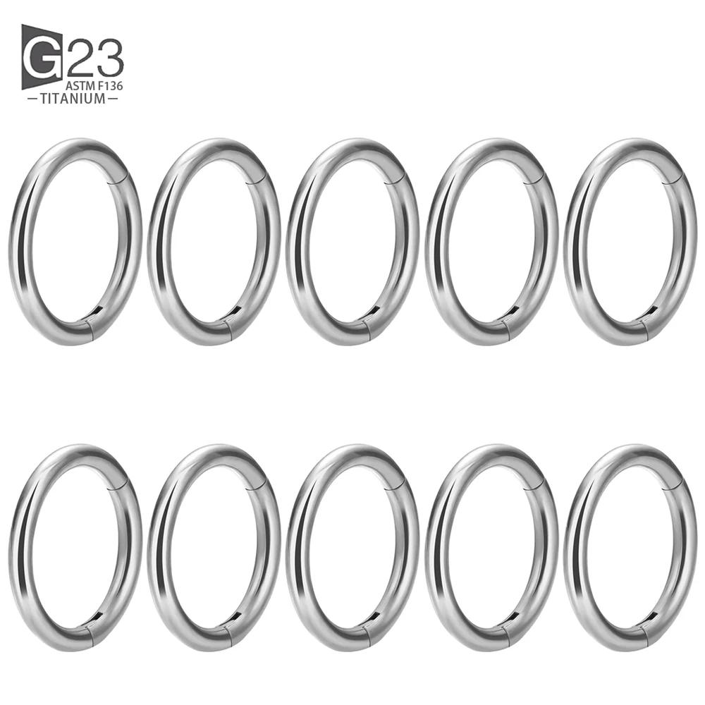 

10 шт. Титановые кольца для носа на петлях ASTM F136 20G 18G 16G, кольцо для септума, пирсинг тела, циркон, спираль, хрящ, серьга для козелка 16G 1.2x12mm