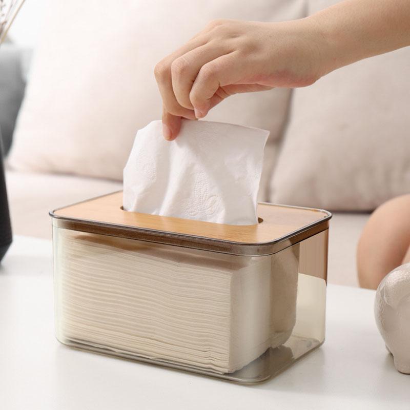Decorative Tissue Box Cover, Transparent Grey Tissue Holder for Home and Office, Multifunctional Storage Box, Simple Tissue Box
