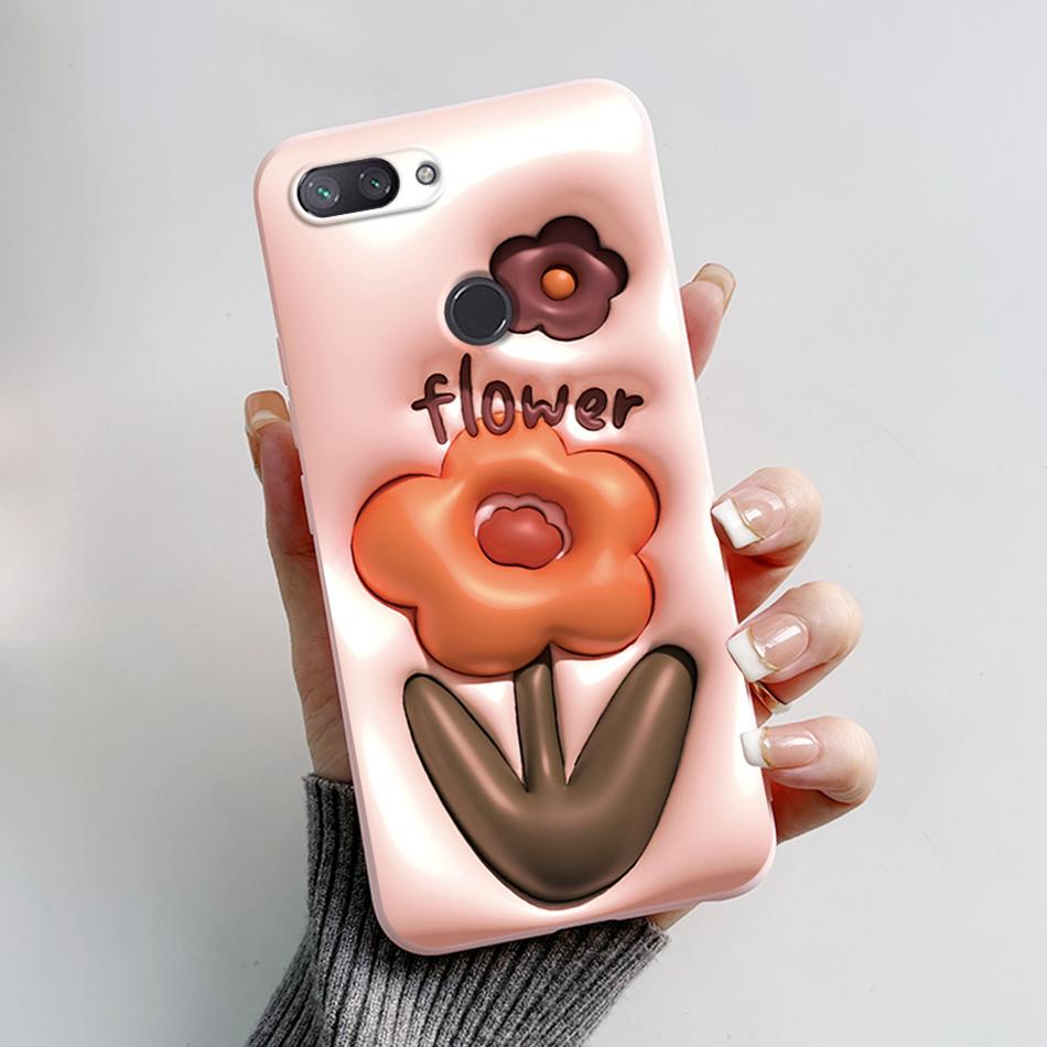 Para Xiaomi Mi 8 Lite Funda Moda Flor de Astronauta Silicona Suave Funda de Teléfono Para Xiaomi Mi 8 / Mi8 Lite Cubierta TPU Protectora Capa