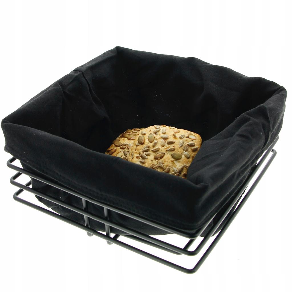 METAL BREAD BASKET + BLACK FABRIC INSERT