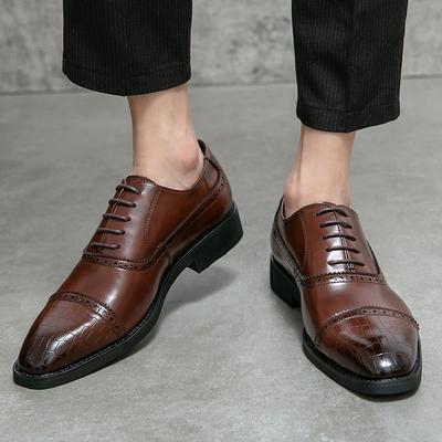 Fashion Men's Leather Shoes Fashionable Gentleman Lace Up Style Wedding Party Outdoor  Men's Casual Business Walking Shoes Plus Size 46