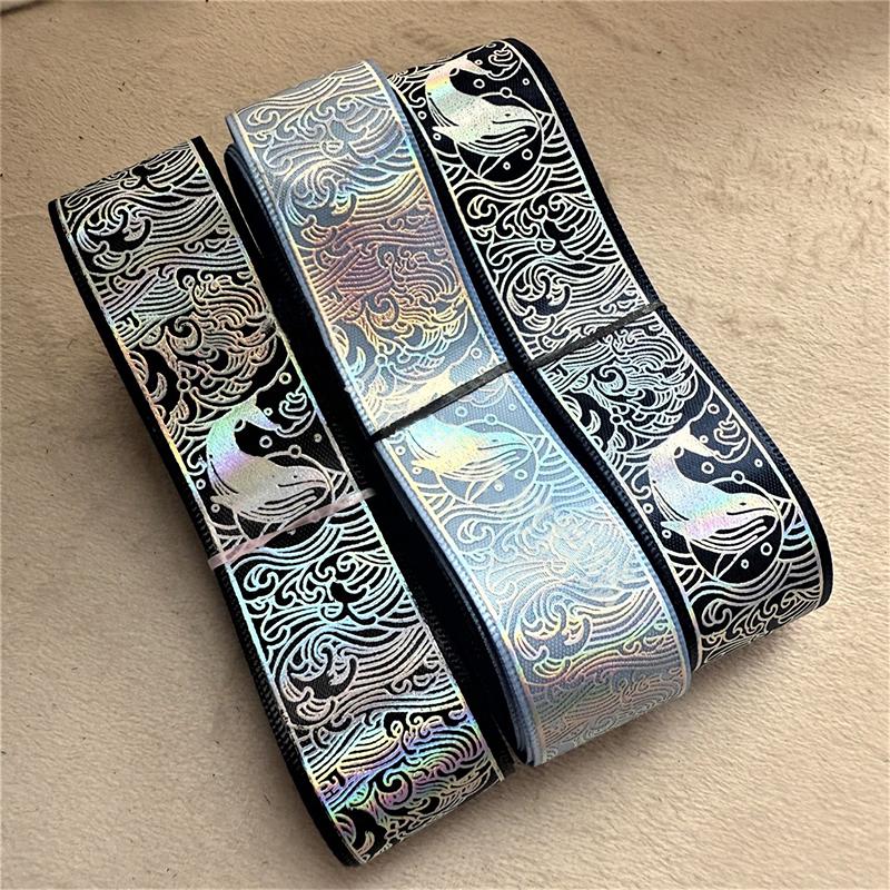 2.5cmx4.5m/Rolle Mehrfarbig Kopfschmuck Hut Heißprägemuster Brosche Abzeichen Lasermuster Geschenkbox