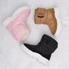 Korean-Style Black Winter Snow Boots with Wide Velcro and Soft Sole for Children