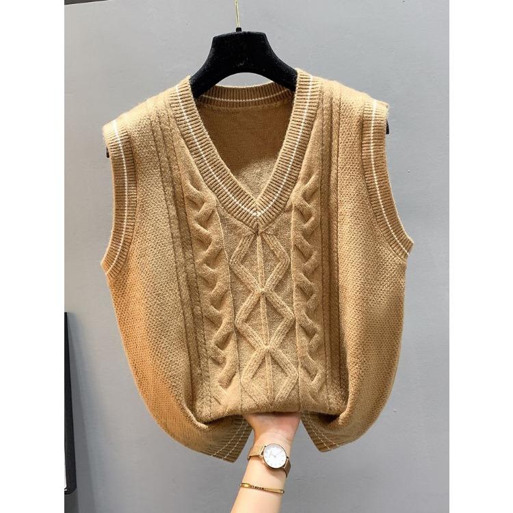 Women's Vest Knitted Tank Top for Spring and Autumn Wear New Women's Sweater Winter V-neck Loose