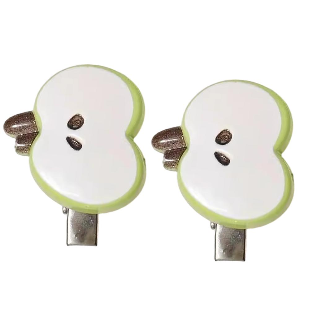 Pack of 2 Cartoon Apple Hair Clip Resin Hairpin Side Barrette for Girls Kids Daily Use Women Fashion Accessories