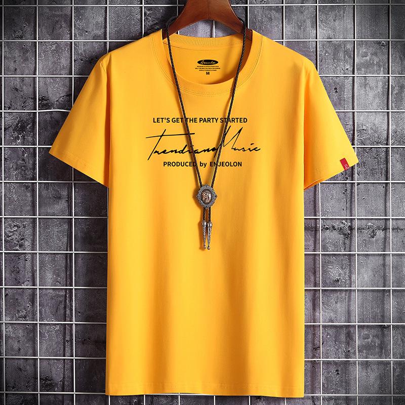 

Men s Casual Summer Short-Sleeve Round Neck Loose Printed T-shirt XXXL жёлтый