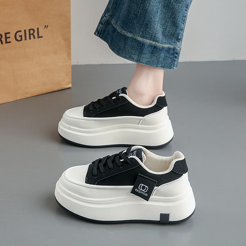 Fashion CRLAYDK Classic Women's Platform Sneakers Low Top Patchwork Lace Up Shoes Increase Ladies Fashion Casual Walking Non Slip Tennis