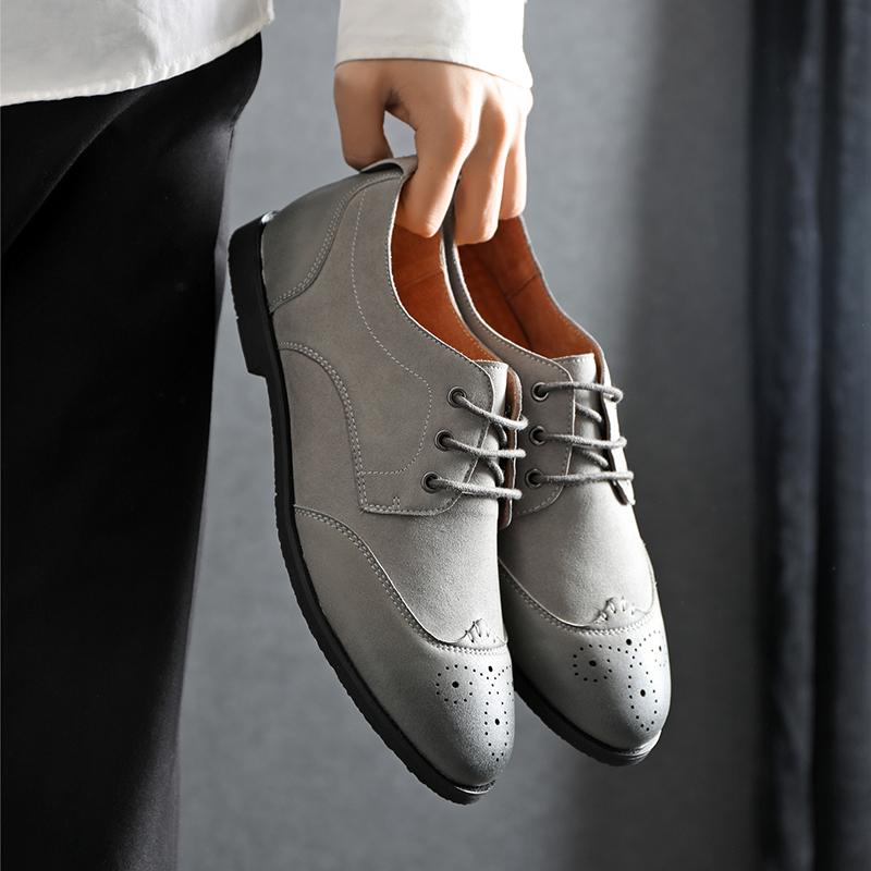 Fashion Flat Bottomed Business Men's Leather Shoes Leisure British Classic Style Office Dress and Party Luxury Adult Shoes Brogue