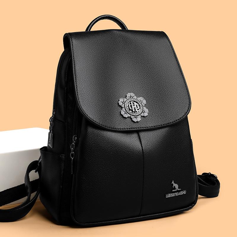 

Сумка Рюкзак Защита от краж Женский Модный Рюкзак из мягкой кожи Женский Рюкзак Легкий Дорожный Книжный чёрный