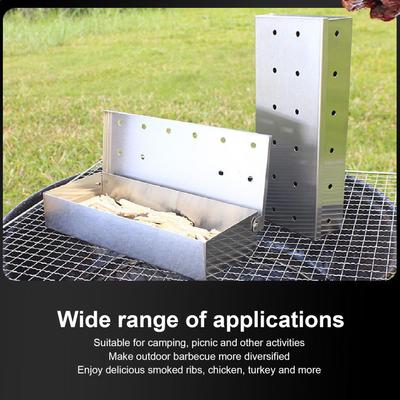 Heavy Duty Stainless Steel Smoker Box For Bbq Grills Wood Chip Smoker Accessory For Adding Smoky Flavor To Meats And Vegetables