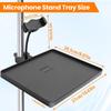 Microphone Stand Tray Adjustable Clip Microphone Stand with Cell Phone Stand Heavy Duty Stand Tray Suitable for Live Karaoke Sheet Podcast Recording