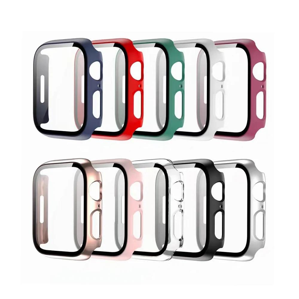 Tempered Glass+Cover For Apple Watch Case 45mm 41mm 44mm 40mm 42mm Screen Protector Apple Watch Accessories Serie 9 4 5 6 SE 7 8