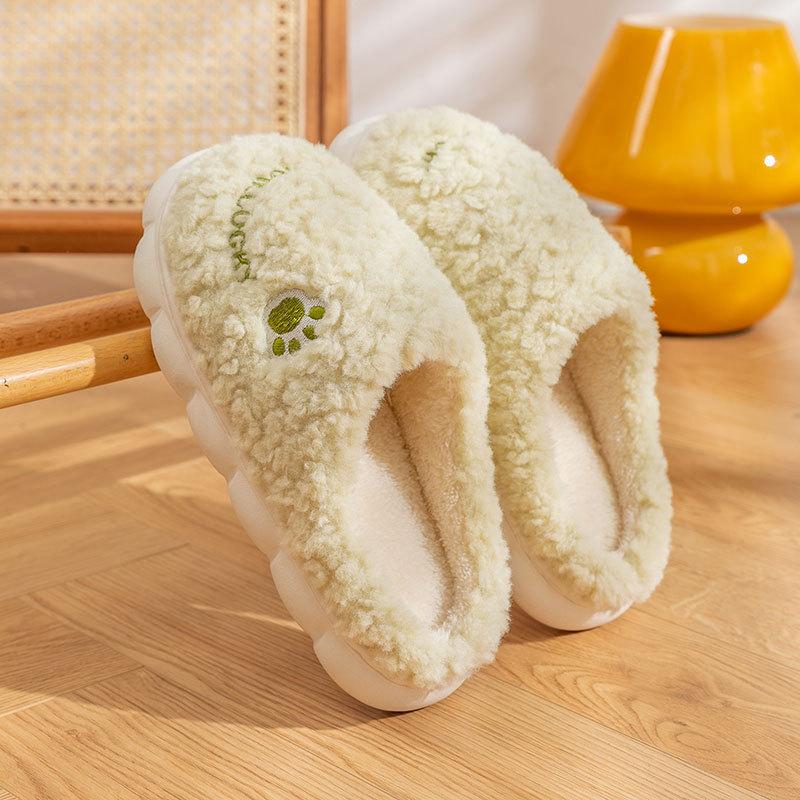 Cotton slippers women's autumn and winter baotou warm plush thickened soft bottom non-slip couple home slippers men