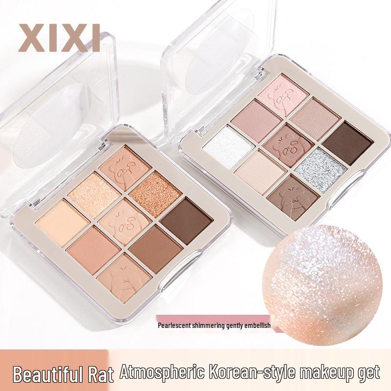 xixi Bear Di Rongrong Nine-Color Eyeshadow: Natural Matte & Shimmer, Beginner-Friendly