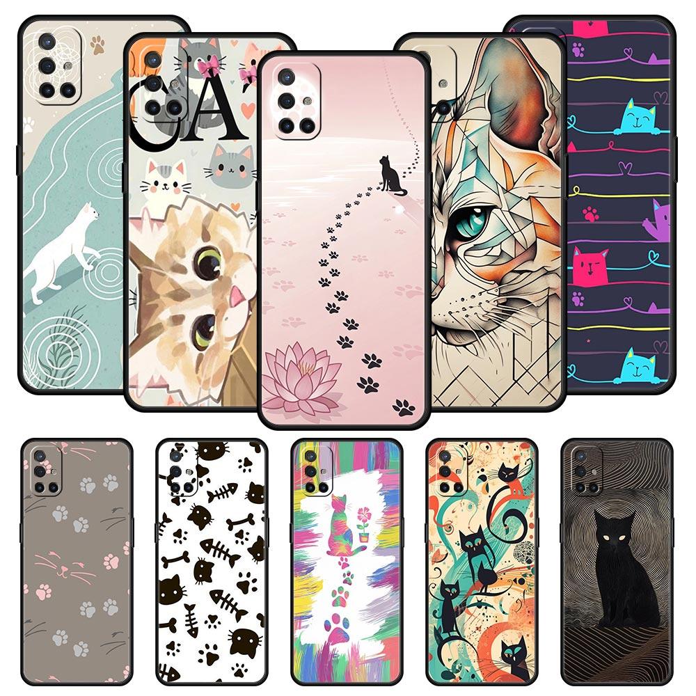 Phone Case For Oneplus 13R 13 12 10T 11 R10 Nord N100 N200 N10 9 9R CE 2 3 Z Pro Lite Soft TPU Cover Abstract Creative Cat Line
