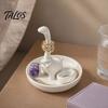Talos 3D Printed Creative Finger-Shaped Jewelry Tray, Minimalist Ring & Necklace Holder with Partitioned Storage, Matte Black/White Desk Organizer for