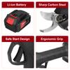 288V 30mm Electric Cordless Rechargeable Pruning Shears Secateur Fruit Tree Branch Cutter Garden Tools 22800mah Li-ion Battery Balck