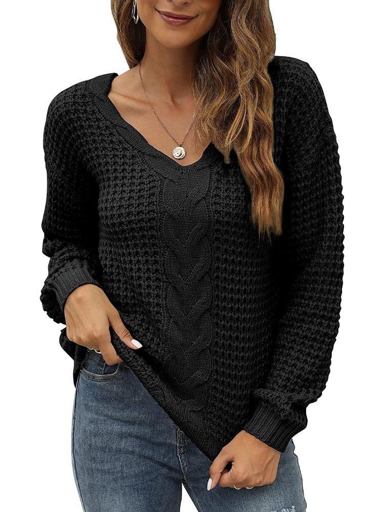Damen Strickpullover mit langen Ärmeln, V-Ausschnitt, Oversized-Passform, einfarbig, luxuriös, entspannt sitzend, figurschmeichelnd und vielseitig einsetzbar