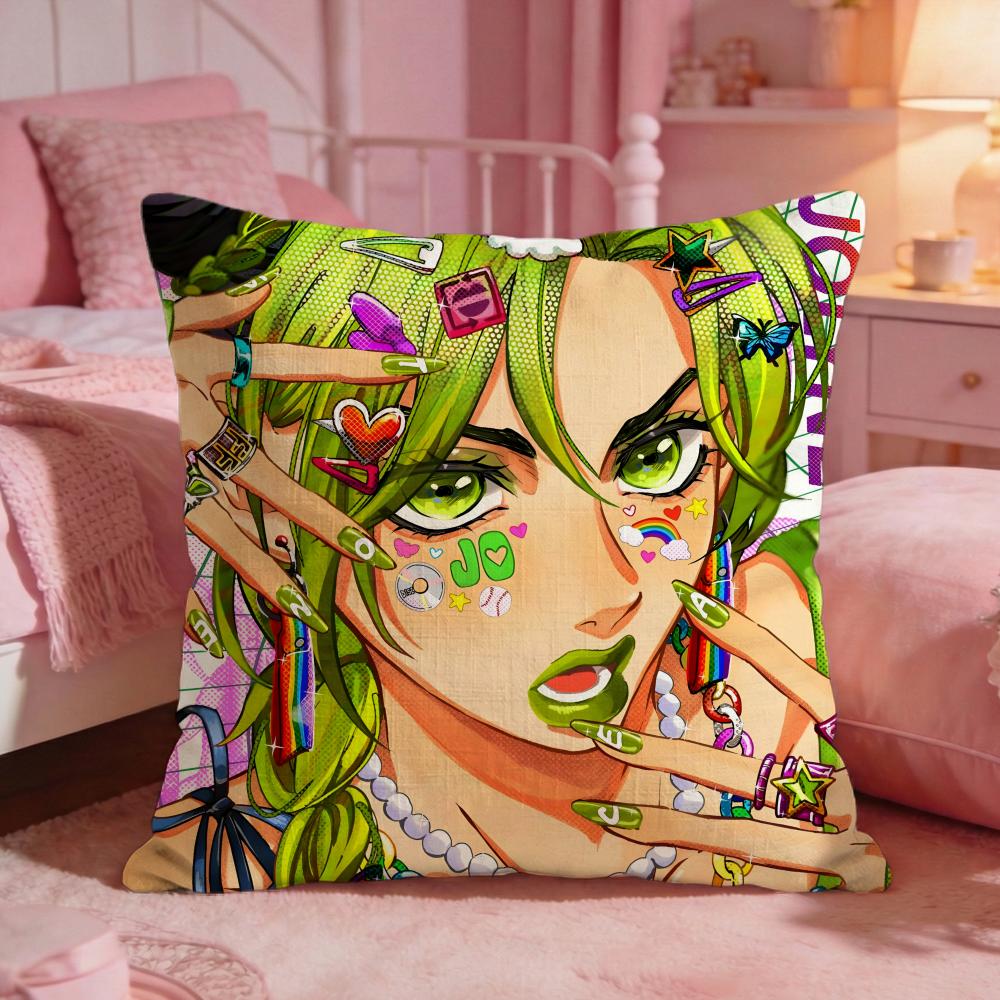 jJoJo Bizarre Adventure Cushion Cover Premium Comfort Reversible Pillow Cove Two in One Design for Any Room Car Interior