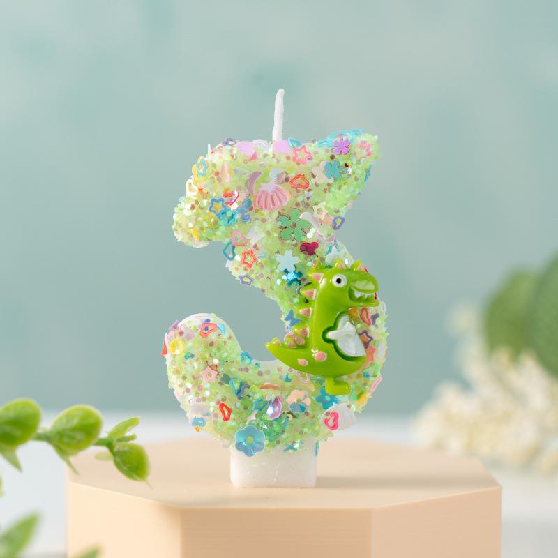 Digital Birthday Candle Cake Party Decoration First Birthday Creative Dinosaur Decoration