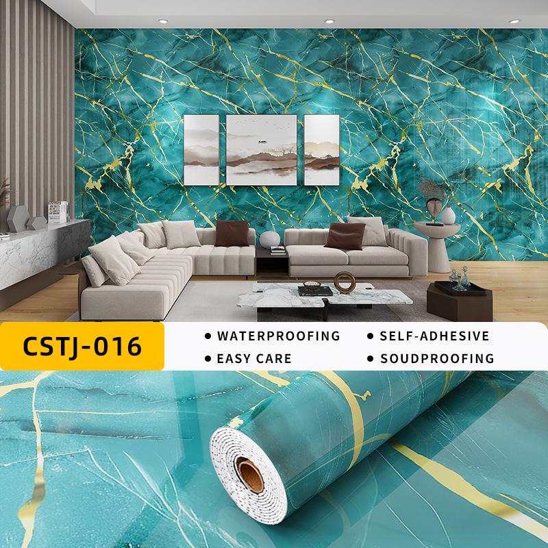 Self-Adhesive Waterproof Imitation Marble Tile Wall Sticker for Bathroom, Living Room, Kitchen, and TV Background.