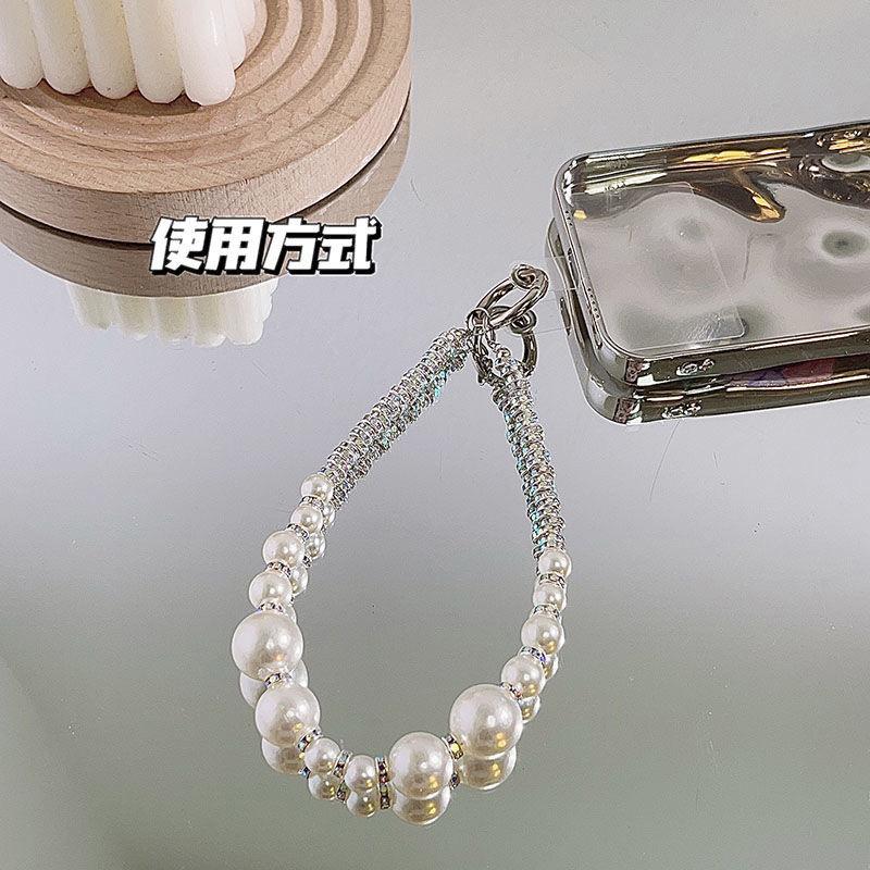 

Rhinestone Clip Mobile Phone Lanyard Light Luxury Portable Rope High-End Women S Anti-Lost Bracelet Wristband Rope