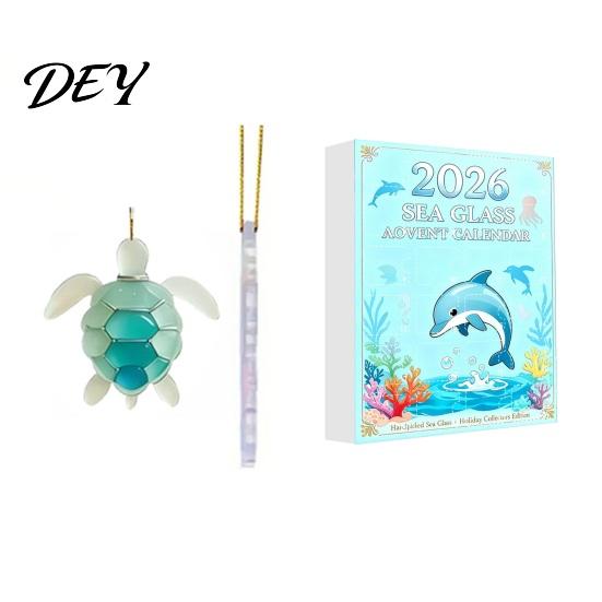 Collectible Animal Figurines 2026 Christmas Advent Calendar, 2D Acrylic Marine Animals Pendants, Calendar 24 Day Countdown Box, Window Tree