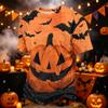 Men's Casual Corduroy Short Sleeve Lightweight Breathable Round Neck Shirt Halloween Print Design Suitable for Everyday Wear