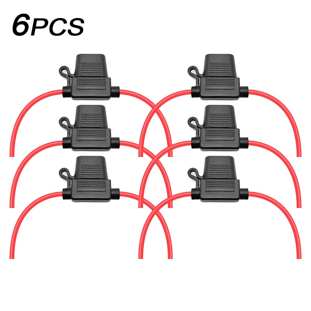 6/10 Pack 14 Gauge AWG Wire Waterproof Inline Fuse Holder for ATC Medium Blade Fuse in Vehicle/Boat/RV/Tractor,10 Inches Long