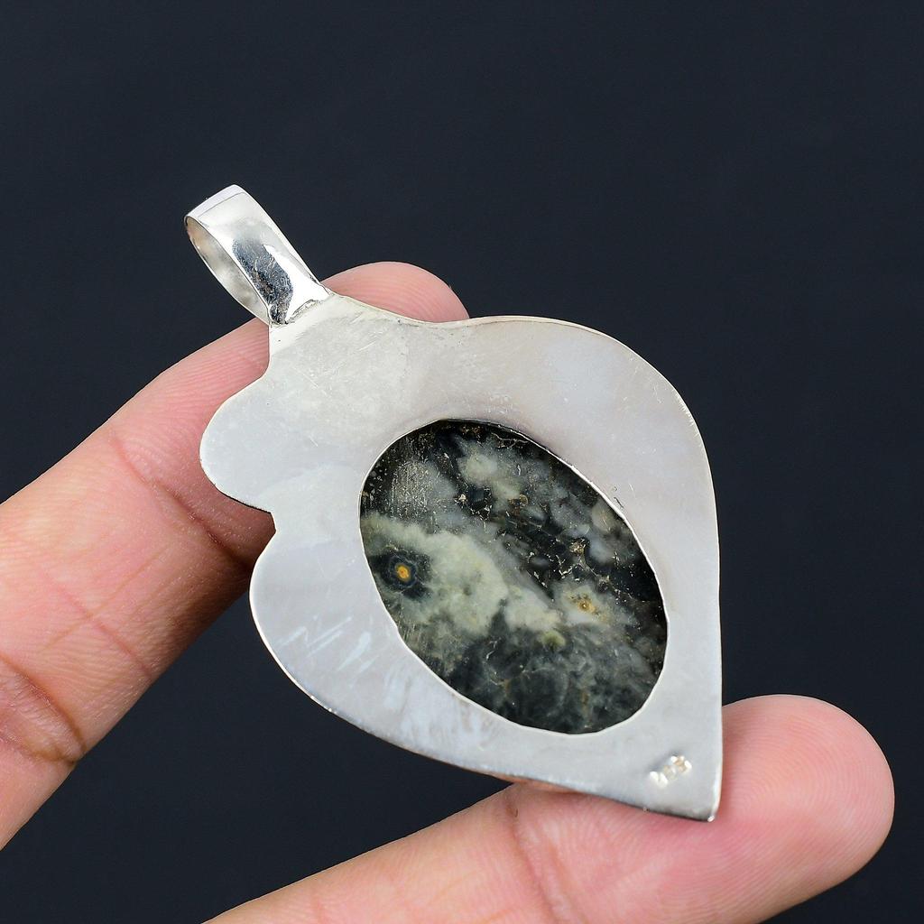 Daughters Day Deal Natural Ocean Jasper Birthday Unique Pendant Sterling Silver